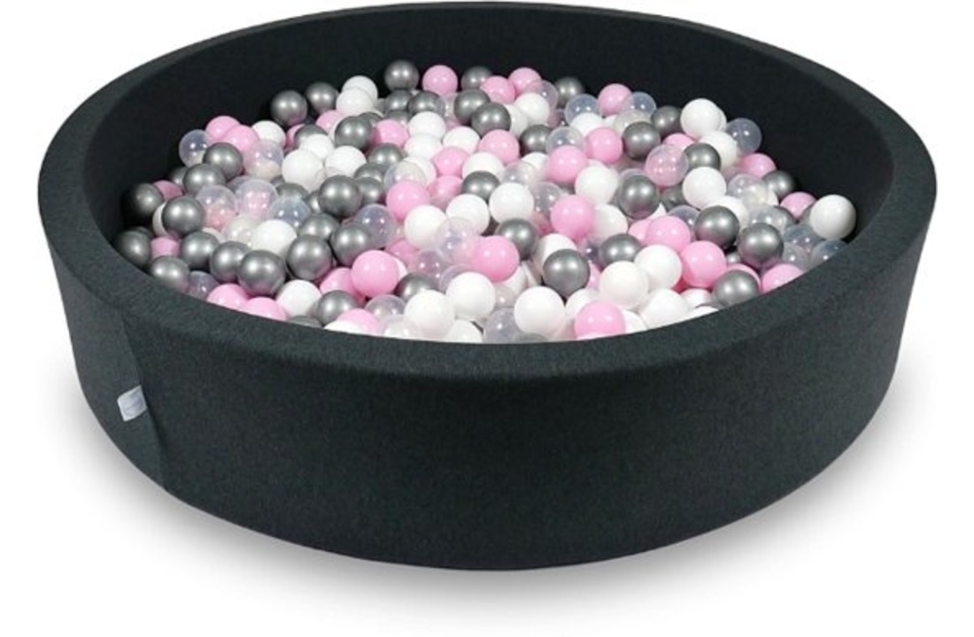 Ballenbak - 600 ballen - 130 x 30 cm - ballenbad - rond zwart