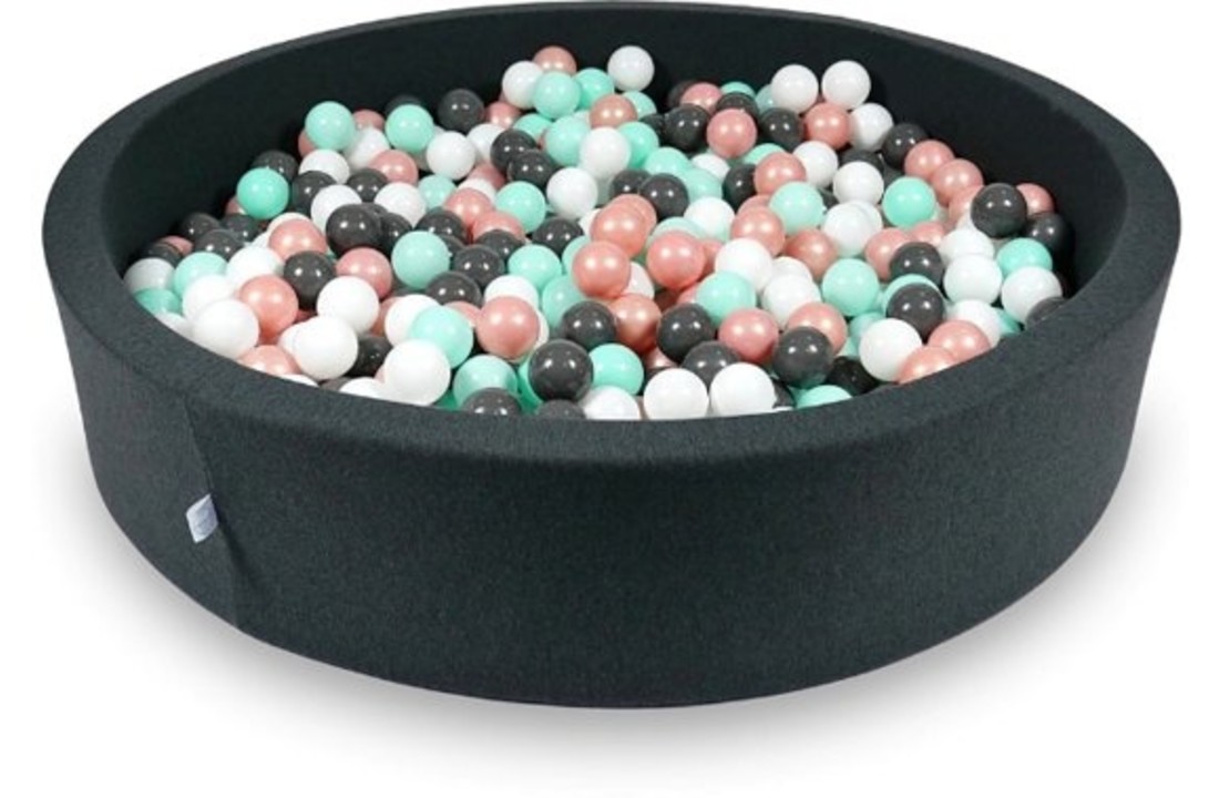Ballenbak - 600 ballen - 130 x 30 cm - ballenbad - rond zwart