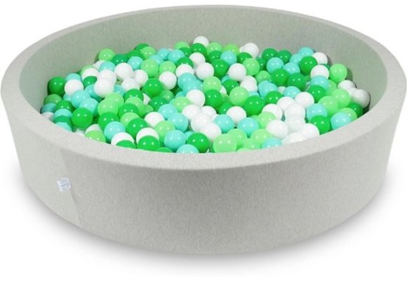 Ballenbak - 600 ballen - 130 x 30 cm - ballenbad - rond licht grijs