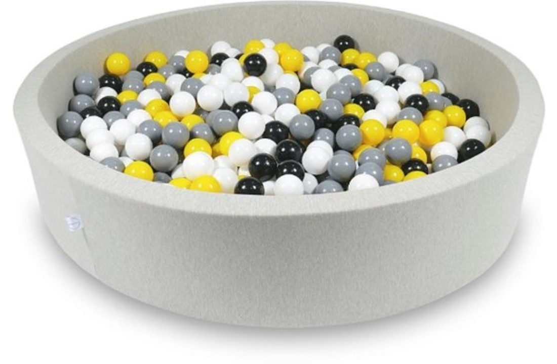 Ballenbak - 600 ballen - 130 x 30 cm - ballenbad - rond licht grijs