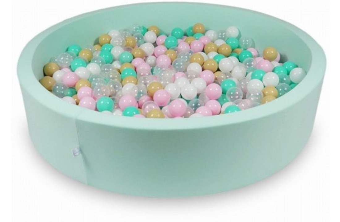 Ballenbak - 600 ballen - 130 x 30 cm - ballenbad - rond mint groen