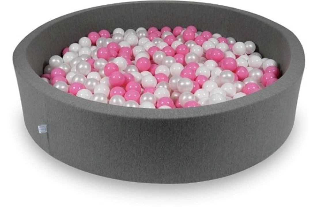 Ballenbak - 600 ballen - 130 x 30 cm - ballenbad - rond donker grijs
