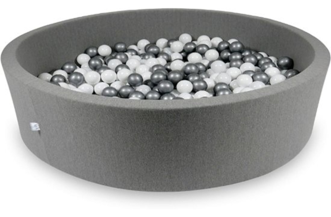 Ballenbak - 600 ballen - 130 x 30 cm - ballenbad - rond donker grijs