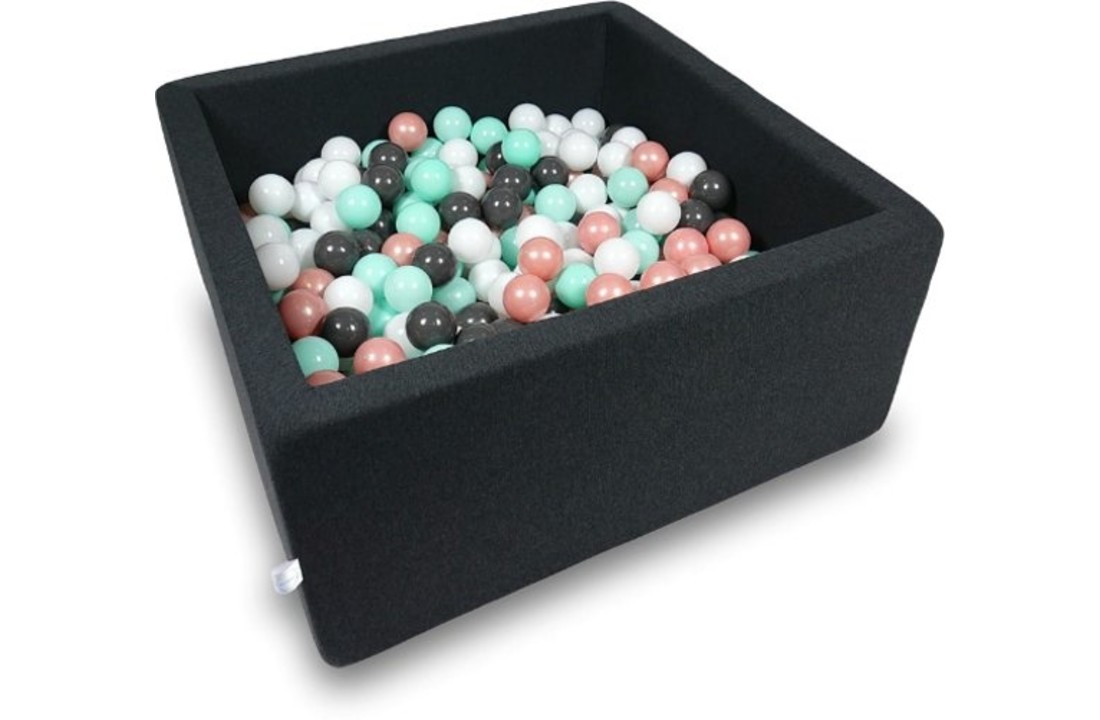Ballenbak - 400 ballen - 90 x 90 x 40 cm - ballenbad - vierkant zwart