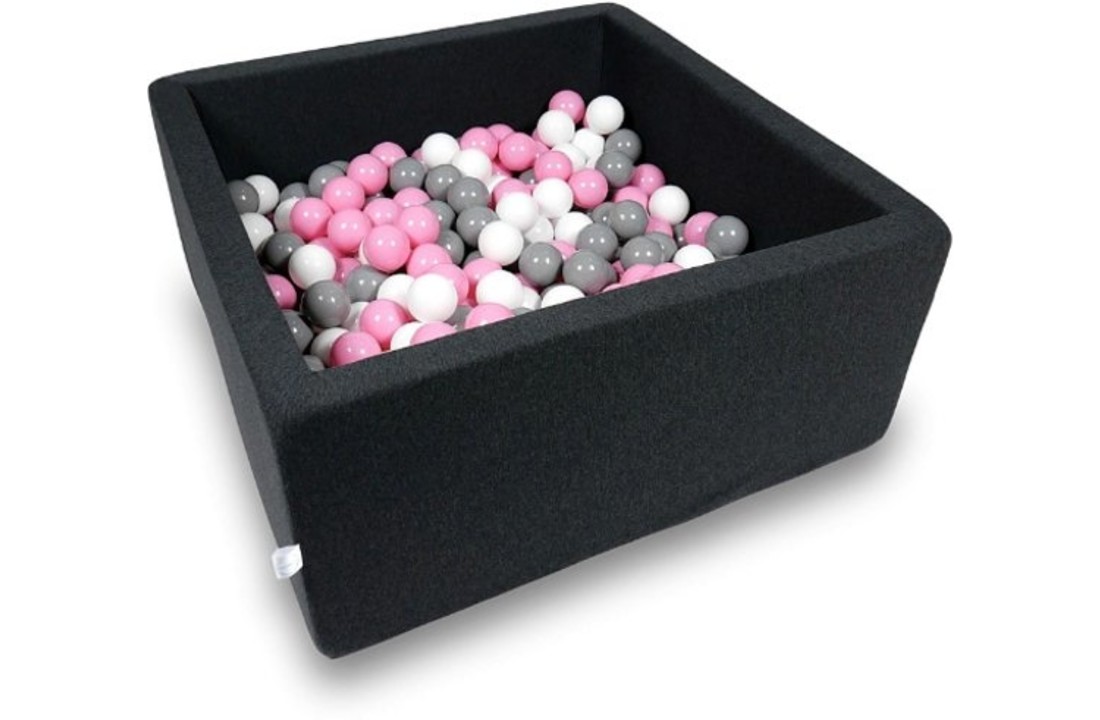 Ballenbak - 400 ballen - 90 x 90 x 40 cm - ballenbad - vierkant zwart