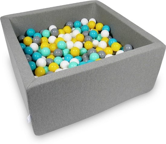 Ballenbak - 400 ballen - 90 x 90 x 40 cm - ballenbad - vierkant donker grijs