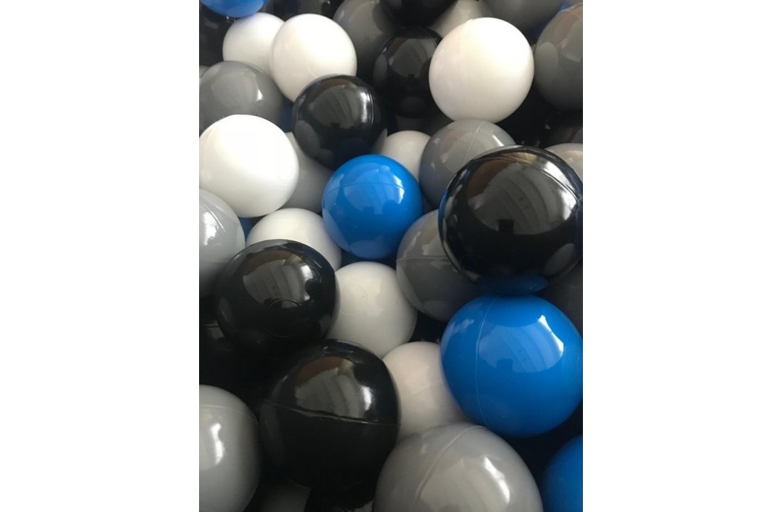 Ballenbak ballen 500 stuks 7cm, wit, blauw, grijs, zwart