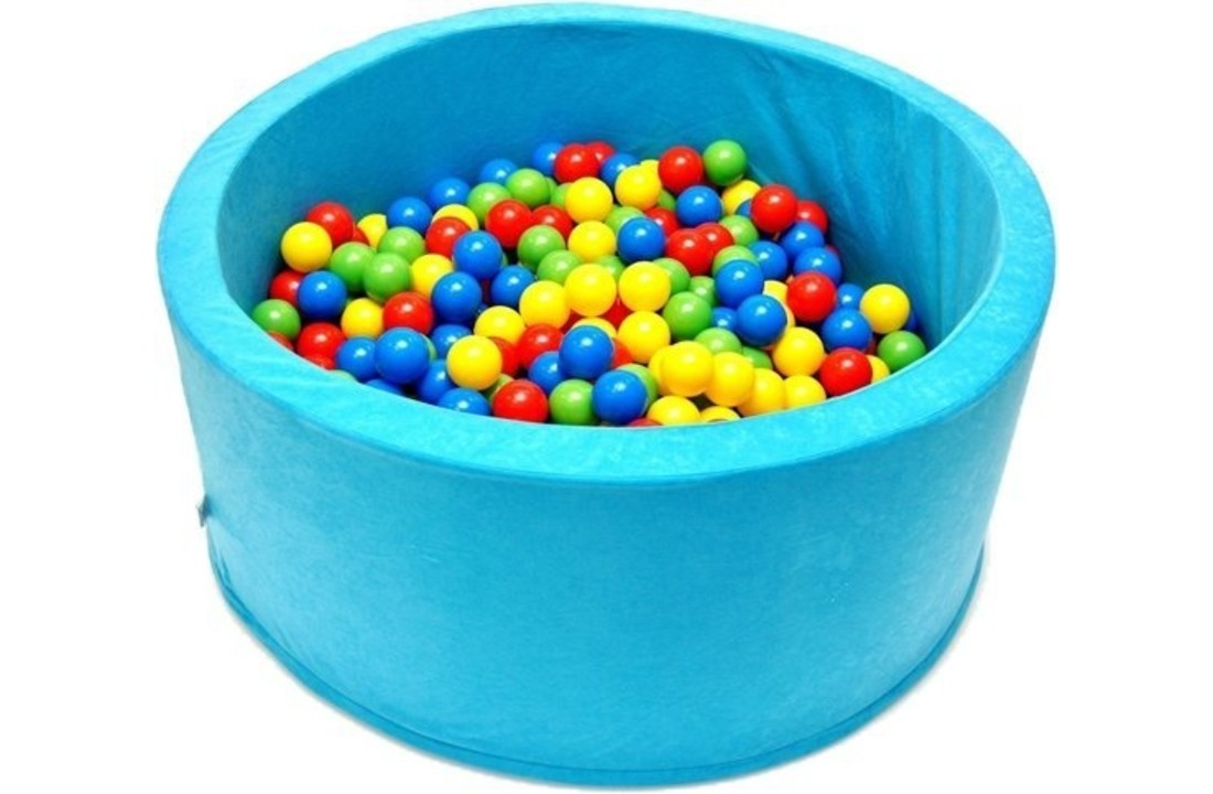 Ballenbak - stevige ballenbad -90 x 40 cm - lichtblauw inclusief 400 ballen Ø 7 cm - geel, groen, blauw en rood