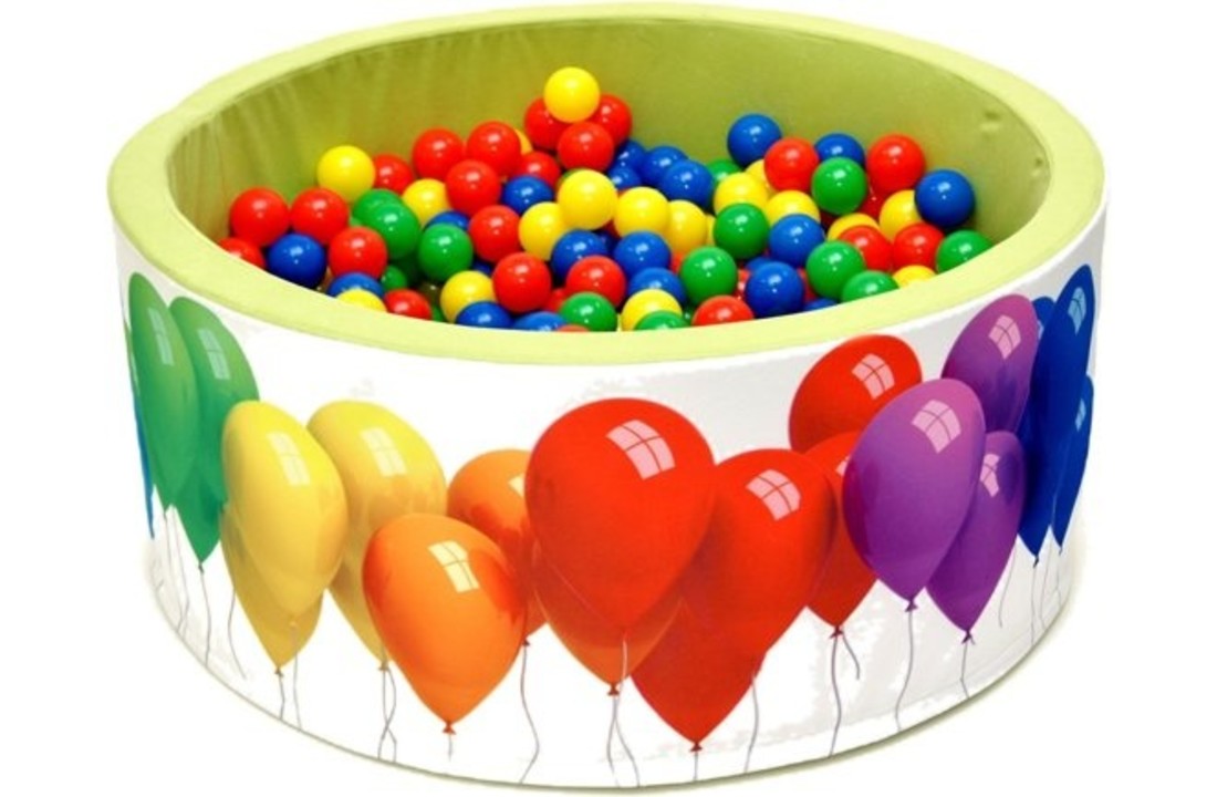 Ballenbak - stevige ballenbad - 90 x 40 cm - 400 ballen Ø 7 cm - geel, rood, groen en blauw