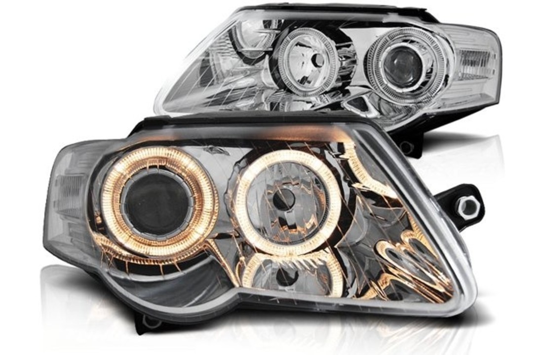 Koplampen dual halo rims geschikt voor VW PASSAT B6 3C 03 05-10 ANGEL EYES CHROOM