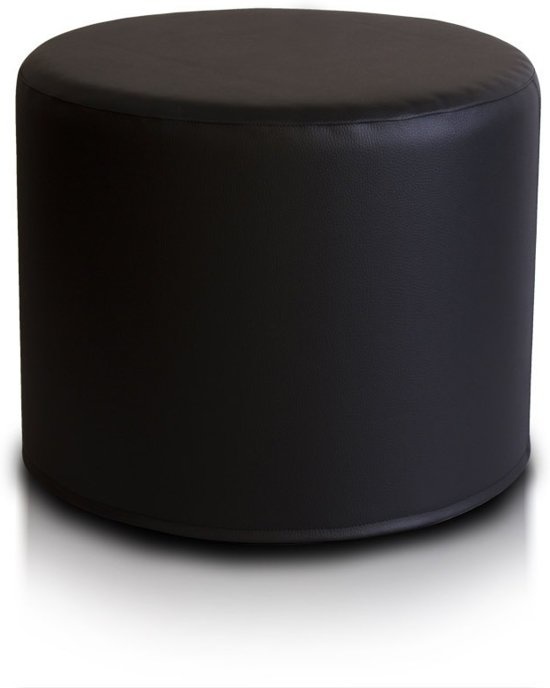 Poef - kunstleer - zwart - 43cm x 53cm - geschikt als bijzettafel