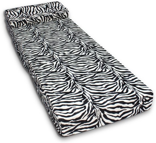 Logeermatras - camping matras - reismatras - opvouwbaar matras - 70 x 200 x 15 met kussen Zebra Design