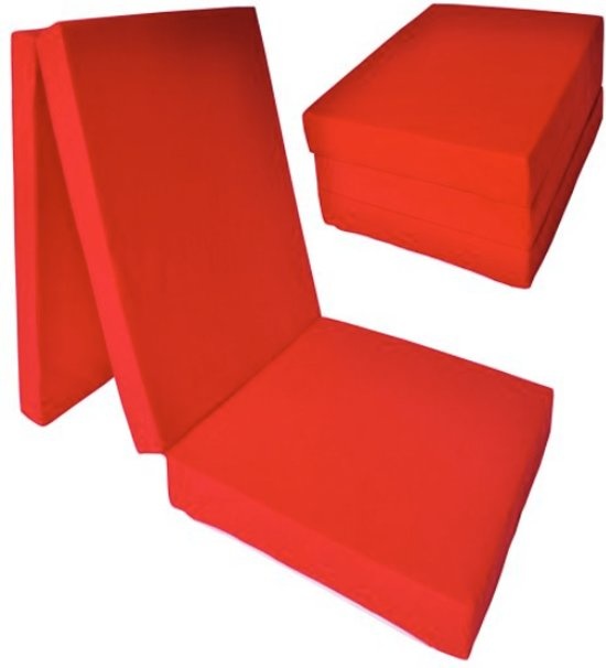 Logeermatras extra dik - rood - camping matras - reismatras - opvouwbaar matras - 195 x 70 x 15