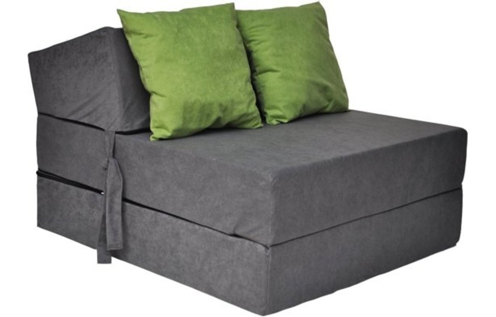 Luxe logeermatras - grijs - camping matras - reismatras - opvouwbaar matras - 200 x 70 x 15 - met groene kussens