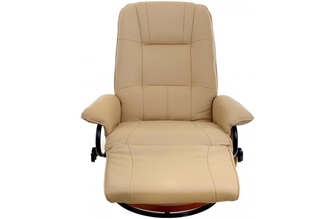 Fauteuil met massage, verwarming en voetensteun - beige kunstleer