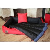 XXL Hondenbed van kunstleer - 120x90 - hondenkussen hondensofa kattenbed hondenkorf - waterdicht - Rood / Zwart