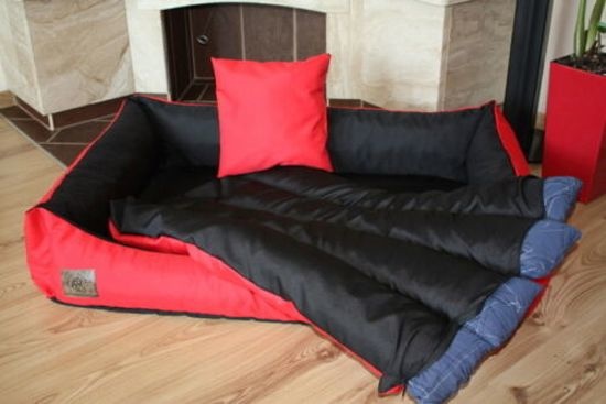 XXL Hondenbed van kunstleer - 120x90 - hondenkussen hondensofa kattenbed hondenkorf - waterdicht - Rood / Zwart