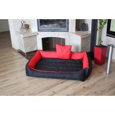 XXL Hondenbed van kunstleer - 120x90 - hondenkussen hondensofa kattenbed hondenkorf - waterdicht - Rood / Zwart