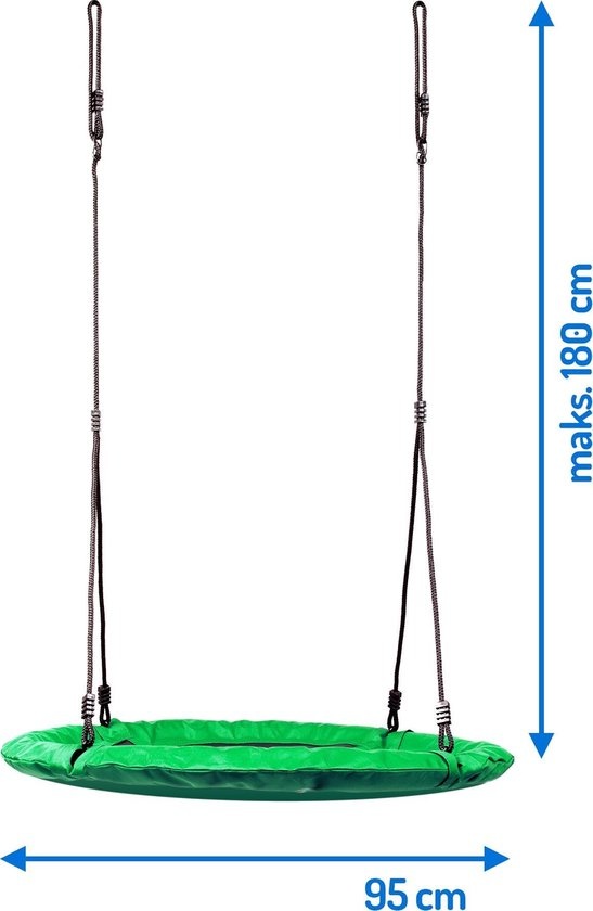 Nestschommel - 95 cm diameter - groen - met touwen