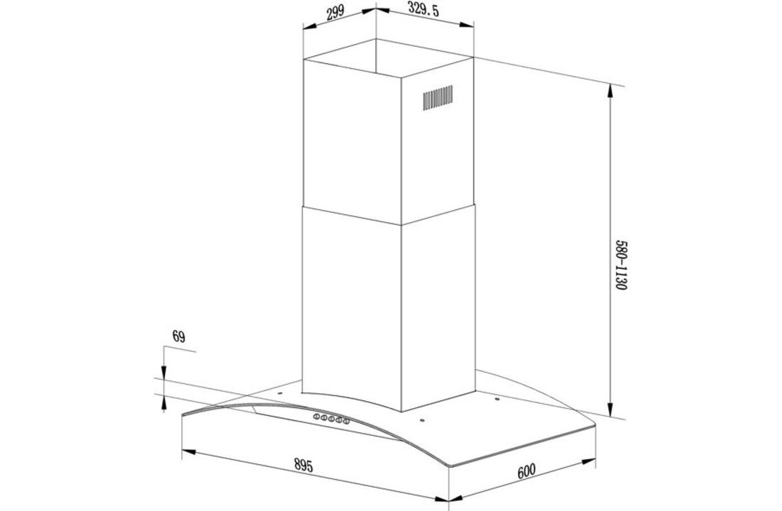 Afzuigkap eiland 90 cm Berdsen BT-224