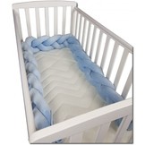 Bedbumper bedomrander - 280 cm lang - Gevlochten - Blauw