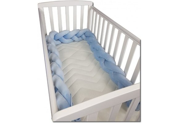 Bedbumper bedomrander - 280 cm lang - Gevlochten - Blauw