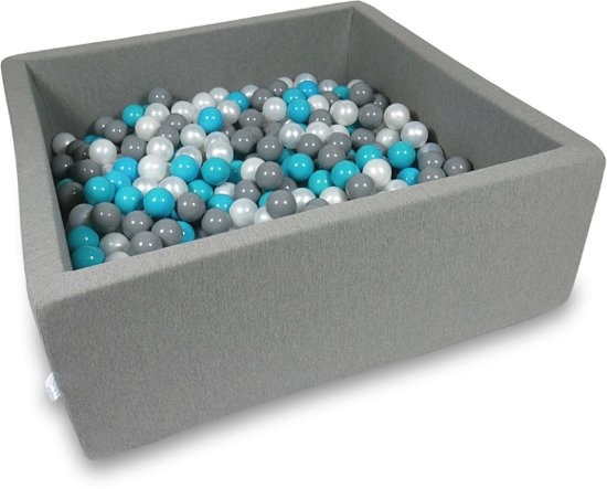 Ballenbak - 600 ballen - 110 x 110 cm - ballenbad - vierkant donker grijs