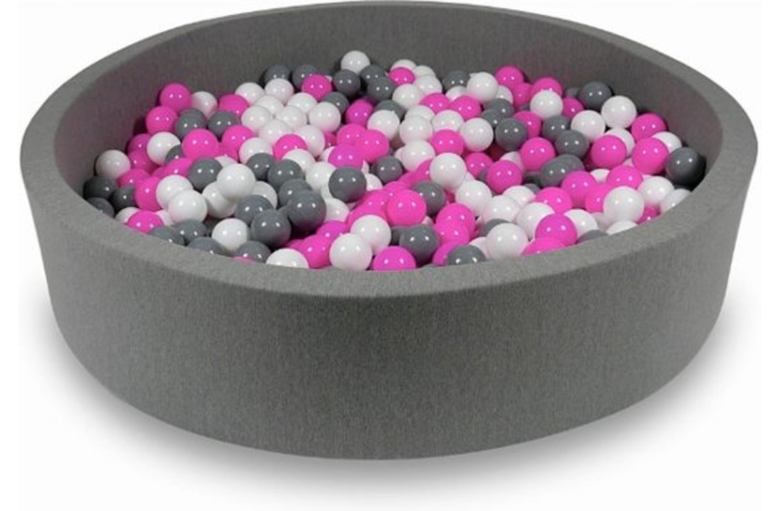 Ballenbak - 600 ballen - 130 x 30 cm - ballenbad - rond donker grijs