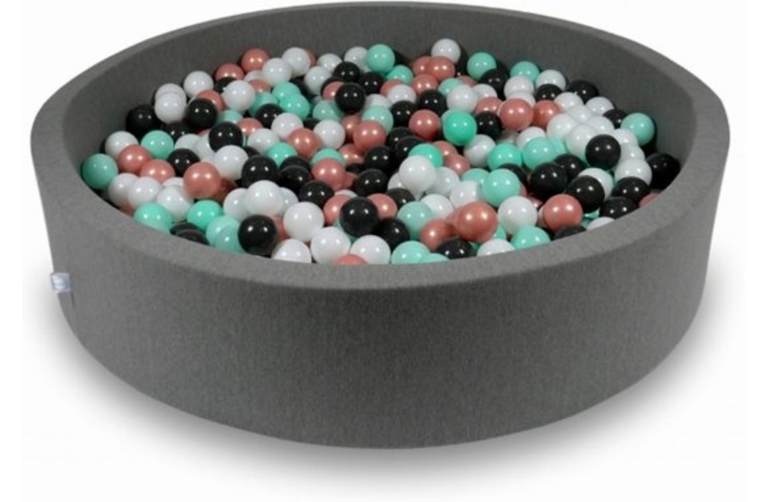 Ballenbak - 600 ballen - 130 x 30 cm - ballenbad - rond donker grijs
