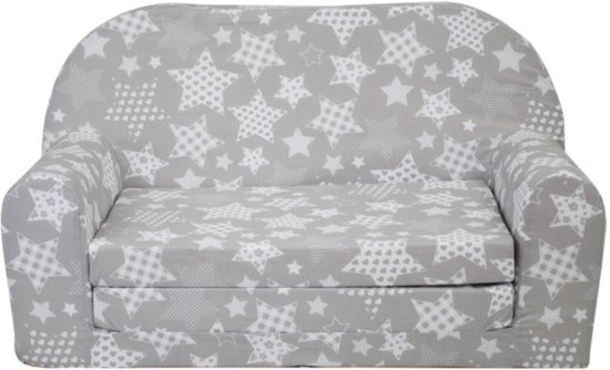 Kinder Slaapbank en logeerbed in één - 85cm x 60cm - Grijze sterren