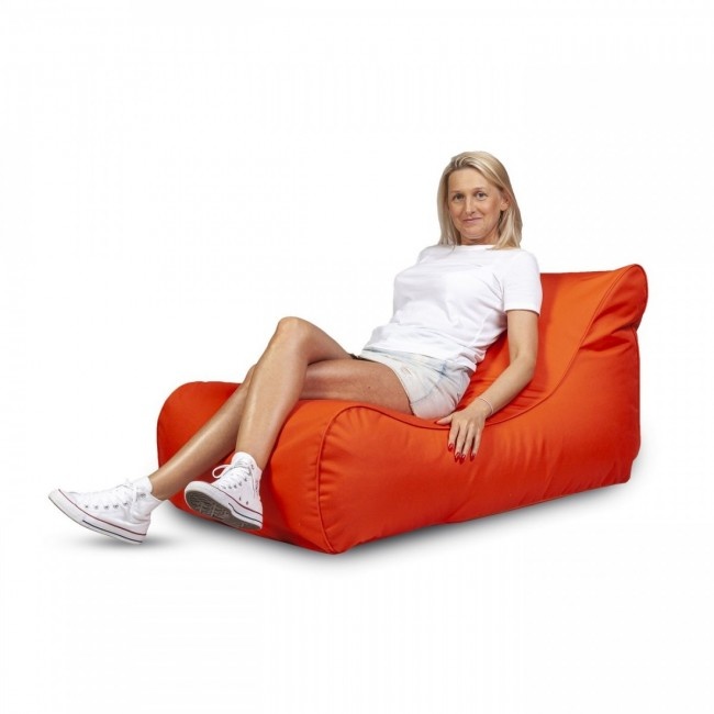 Luxe relax poef - oranje - wasbare polyester hoes