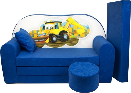 Kinder slaapbank set - logeermatras - sofa - 170 x 100 x 8 - slaapbank - donker blauw - graafmachine