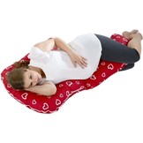 Zwangerschapskussen 100% katoen 235 cm rood met witte hartjespatroon