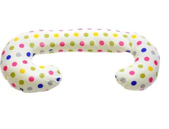 Voedingskussen - Zwangerschapskussen - 100% katoen - 240 cm - wit met kleurrijk stipjespatroon