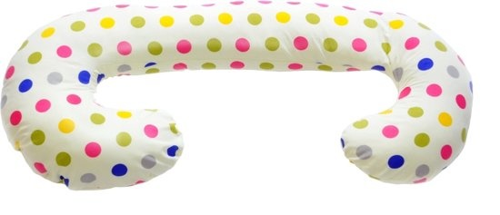 Voedingskussen - Zwangerschapskussen - 100% katoen - 240 cm - wit met kleurrijk stipjespatroon