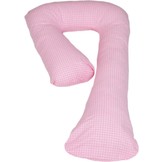 Zwangerschapskussen 100% katoen 235 cm roze met roze ruitjespatroon