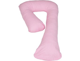 Zwangerschapskussen 100% katoen 235 cm roze met roze ruitjespatroon