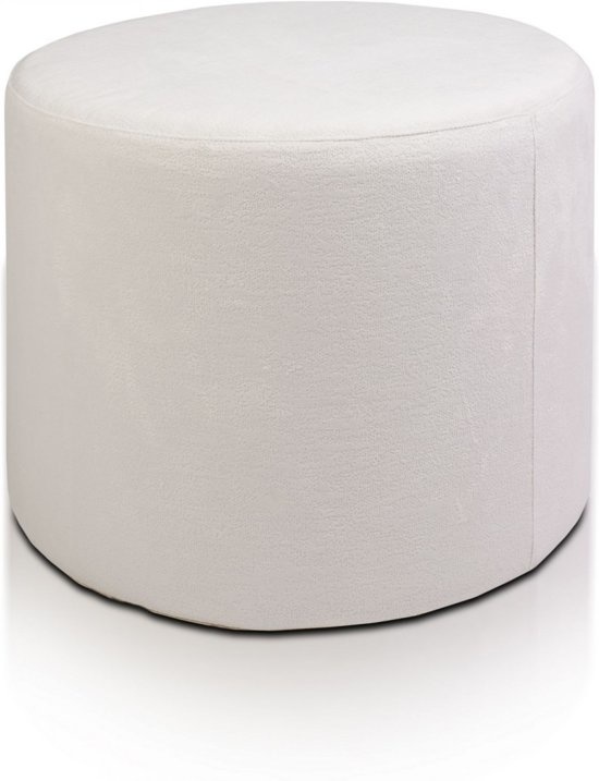 Poef imperia pluche - gebroken wit met grijs/blauwe gloed - 43cm x 53cm