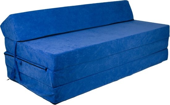Opvouwbaar matras met hoofdkussen - Wasbare hoes - 200cm x 120cm x 10cm - Donkerblauw