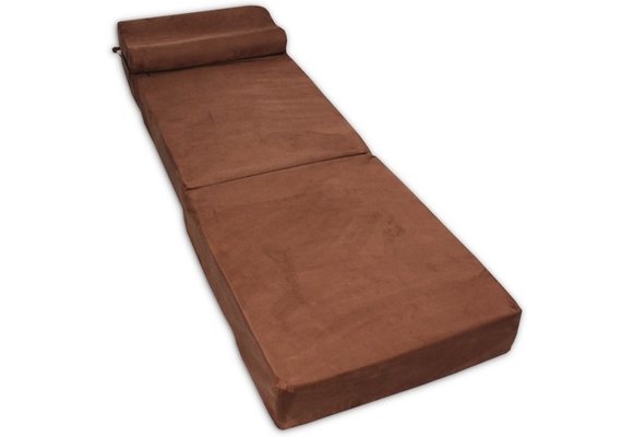 Bruine logeermatras - camping matras - reismatras - opvouwbaar matras - 70 x 200 x 15 met kussen
