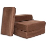 Bruine logeermatras - camping matras - reismatras - opvouwbaar matras - 70 x 200 x 15 met kussen