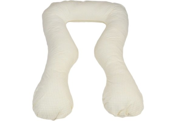 Voedingskussen zwangerschapskussen - 300 cm - crème wit - geruit