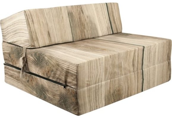 Logeermatras hout motief - opvouwbaar matras - 200x90x15 cm - campingmatras