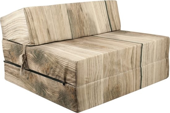 Logeermatras hout motief - opvouwbaar matras - 200x90x15 cm - campingmatras