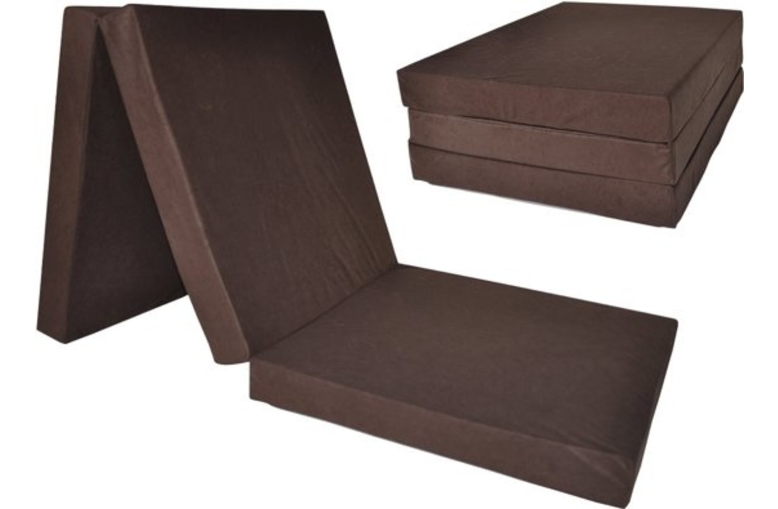 Kinder logeermatras - bruin - camping matras - reismatras - opvouwbaar matras - 120 x 60 x 6