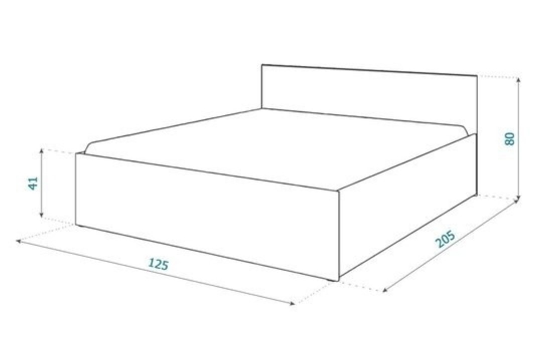 Houten bed twijfelaar 120x200cm grijs