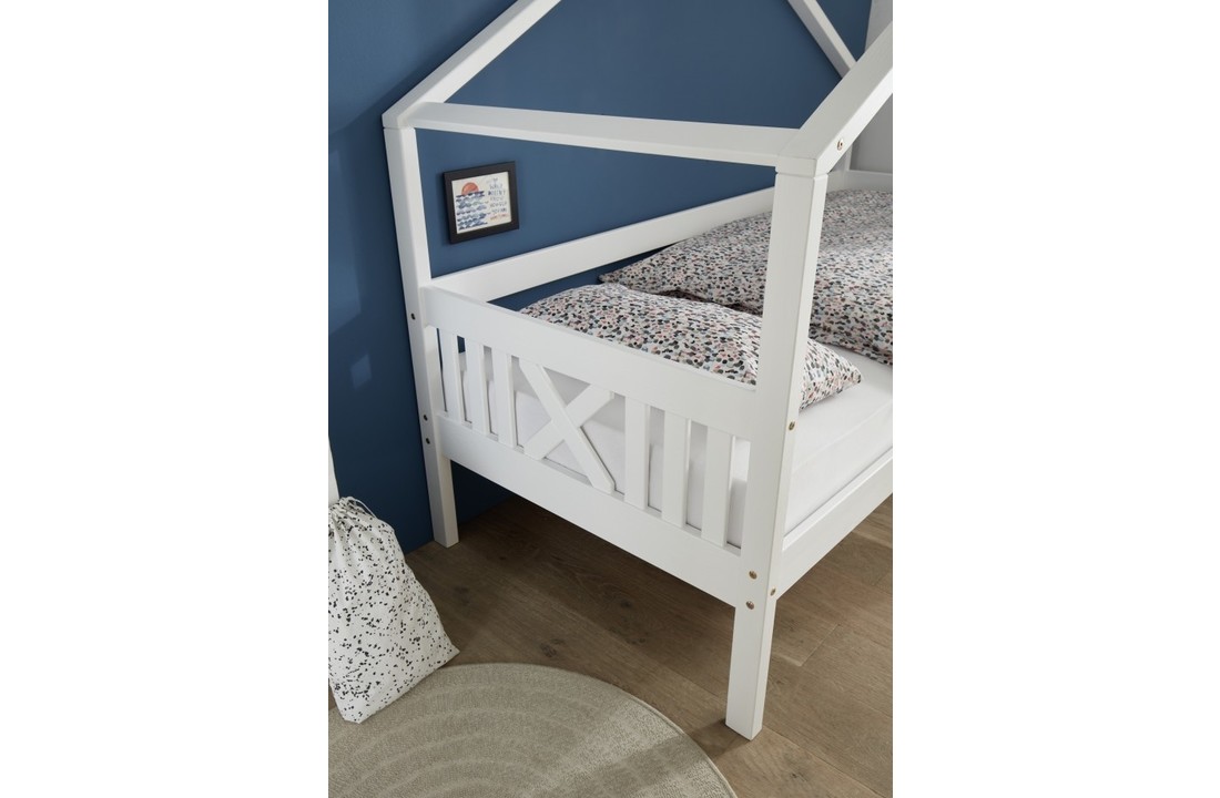 Huisbed kinderbed 90x200 cm grenenhout wit met lattenbodem