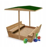 Zandbak hout met deksel - met zitje - 120x120 cm