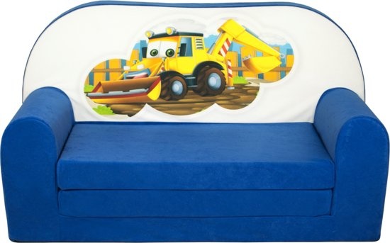 Kinder slaapbank - sofa - donker blauw - logeermatras - 85 x 60 - graafmachine