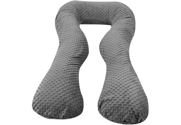 Voedingskussen zwangerschapskussen - 300 cm - grijs Minky dots